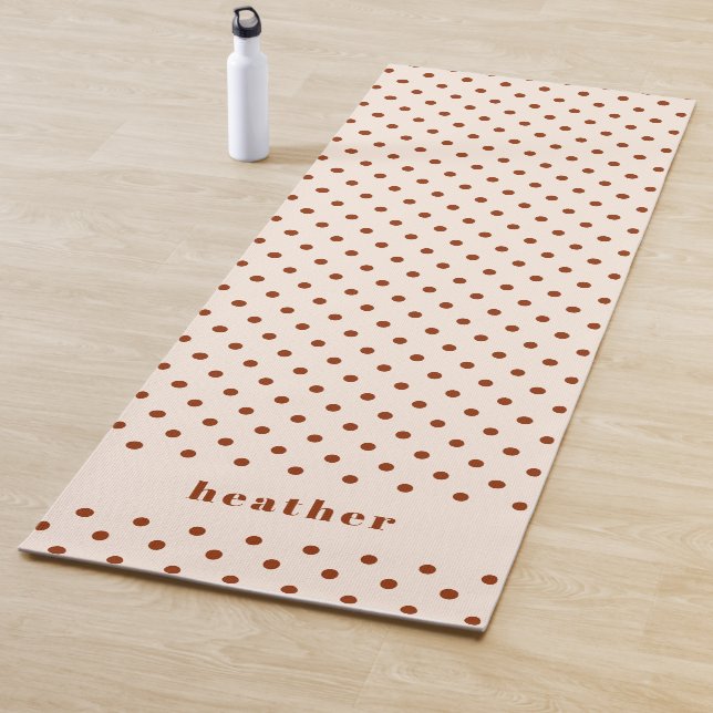 Modern Fun Terracotta Polka Dots Name Yoga Mat (In Situ)