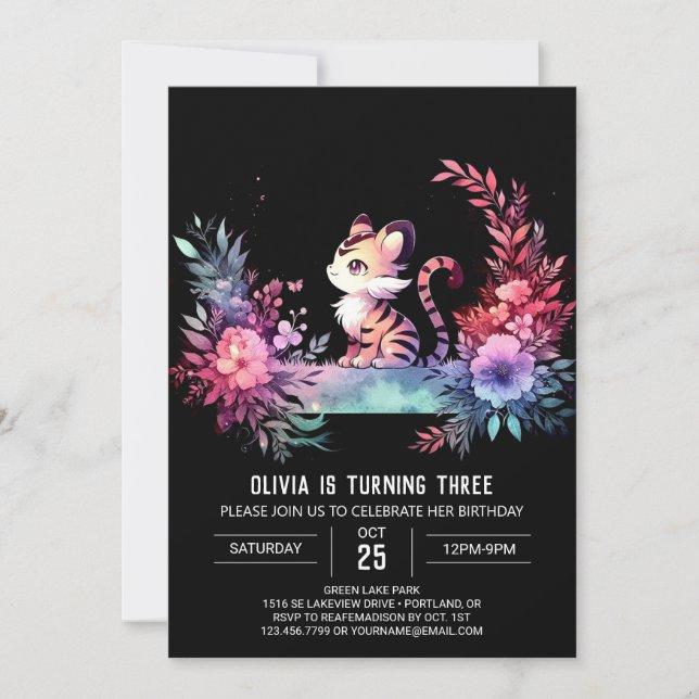 Modern Fun Tiger Birthday Invitation (Front)