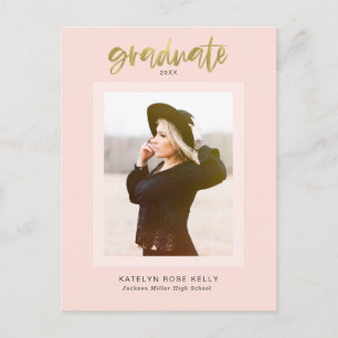 Modern Fun Trendy Graduation Photo Announcement Postcard