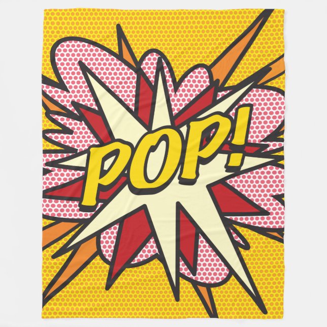 Modern Fun Typographic Comic Book POP Trendy Fleece Blanket (Front)