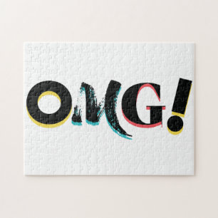 Modern, fun, vibrant, bold, trendy design of OMG! Jigsaw Puzzle