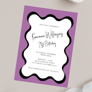 modern fun wavy 21st birthday  invitation
