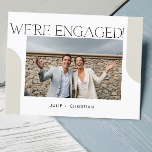 Modern fun We're engaged! engagement invitation Postcard