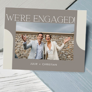 Modern fun We're engaged! engagement invitation Postcard