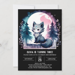 Modern Fun Wolf Birthday Invitation