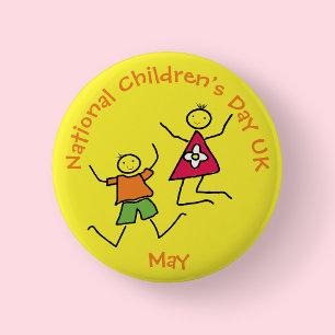 Modern Fun Yellow National Children's Day UK 6 Cm Round Badge