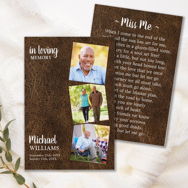 Modern Funeral 3 Photo Memorial Prayer Card (Creator Uploaded)