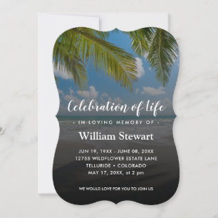 Modern Funeral   Beach Palms Celebration of Life Invitation