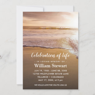 Modern Funeral   Beach Sunset Celebration of Life Invitation