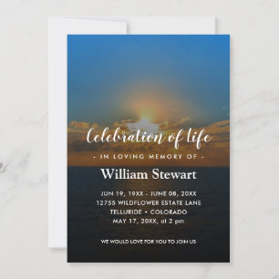 Modern Funeral   Beach Sunset Celebration of Life Invitation