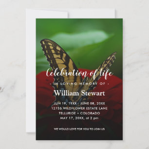 Modern Funeral   Butterfly Celebration of Life Invitation