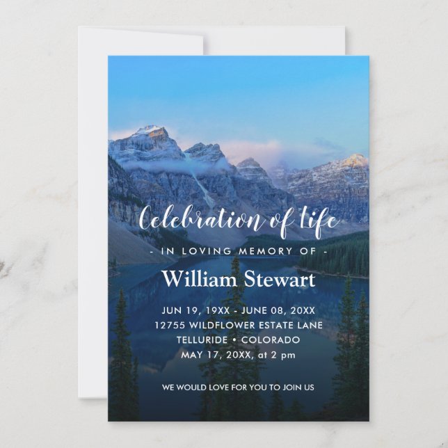 Modern Funeral | Canada Nature Celebration of Life Invitation (Front)