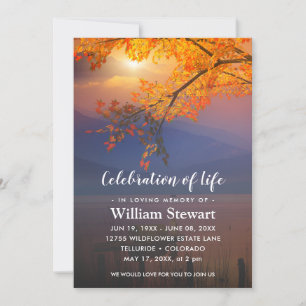 Modern Funeral   Celebration of Life Autumn Invitation
