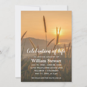 Modern Funeral   Celebration of Life Boho Sunset Invitation