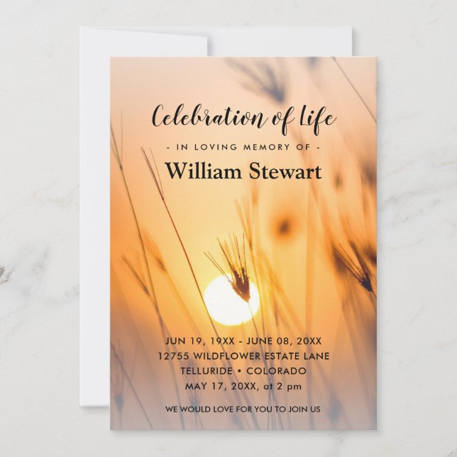 Modern Funeral | Celebration of Life Elegant Invitation (Front)