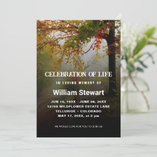 Modern Funeral   Celebration of Life Forest Invitation