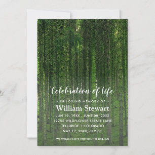 Modern Funeral   Celebration of Life Green Forest Invitation