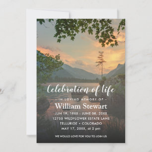 Modern Funeral   Celebration of Life Lake Sunset Invitation