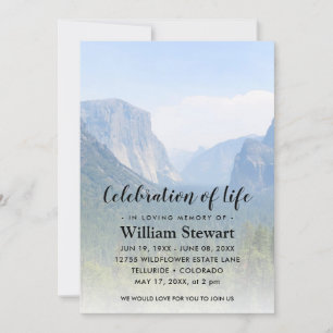 Modern Funeral   Celebration of Life Mountains Invitation