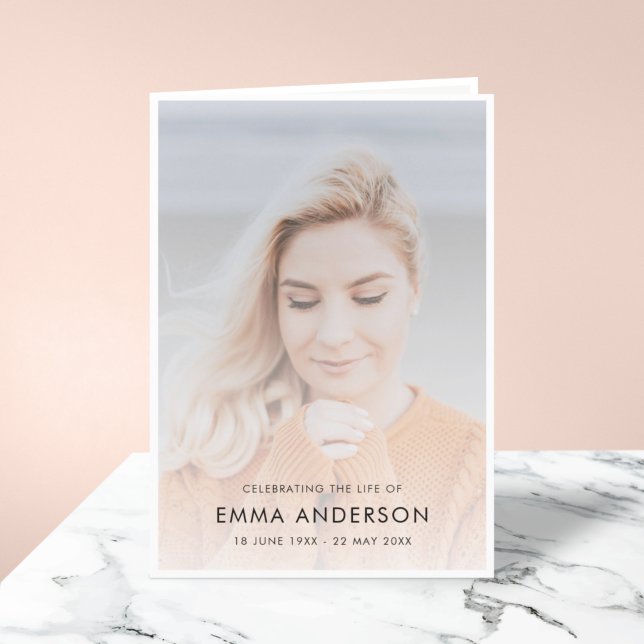 Modern Funeral | Celebration of Life Photo Folded Program (Creator Uploaded)