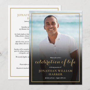 Modern Funeral Celebration of Life Photo Invitation