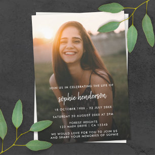 Modern Funeral   Celebration of Life Photo Invitation