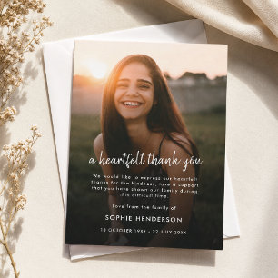 Modern Funeral Celebration of Life Photo Thank You Card