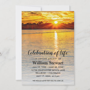 Modern Funeral   Celebration of Life Sunset Invitation