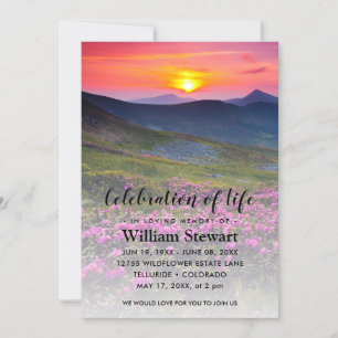 Modern Funeral   Celebration of Life Sunset Invitation