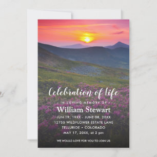 Modern Funeral   Celebration of Life Sunset Invitation