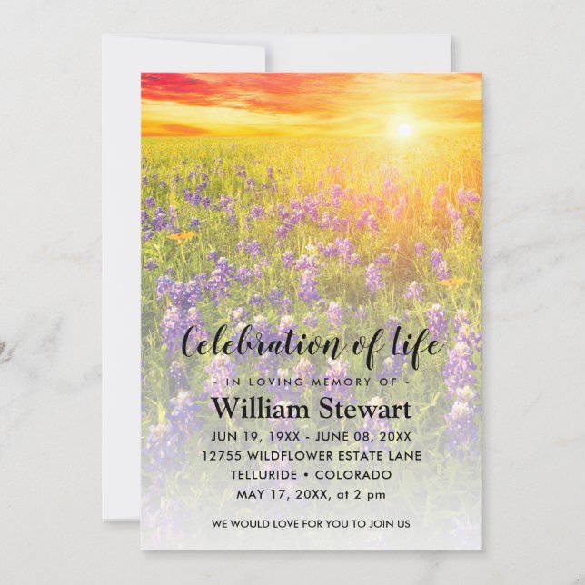 Modern Funeral | Celebration of Life Wildflower Invitation (Front)