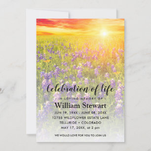 Modern Funeral   Celebration of Life Wildflower Invitation
