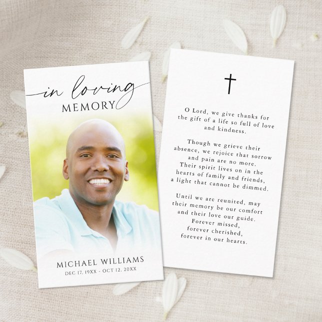 Modern Funeral Cross Photo Memorial Prayer Card (Creator Uploaded)