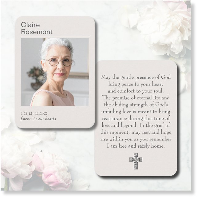 Modern Funeral Cross Photo Prayer Card  (Modern Funeral Cross Photo Prayer Card
)