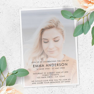 Modern Funeral   Elegant Celebration of Life Invitation