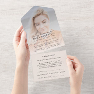 Modern Funeral   Elegant Celebration of Life RSVP All In One Invitation