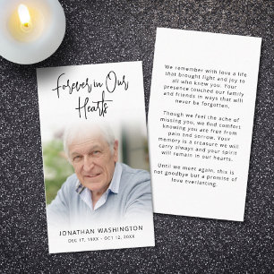 Modern Funeral Forever Hearts Photo Prayer Card