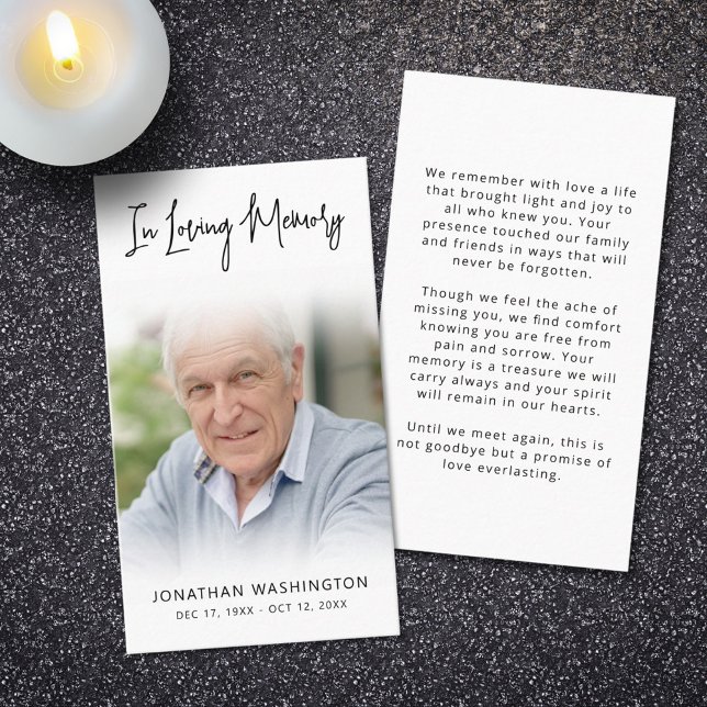 Modern Funeral In Loving Memory Photo Prayer Card (Creator Uploaded)