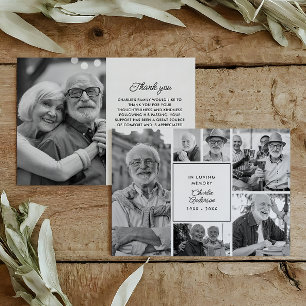 Modern Funeral/Memorial 6-Photo Collage Thank You Card
