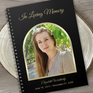 Modern Funeral Memorial Black Guest Book 