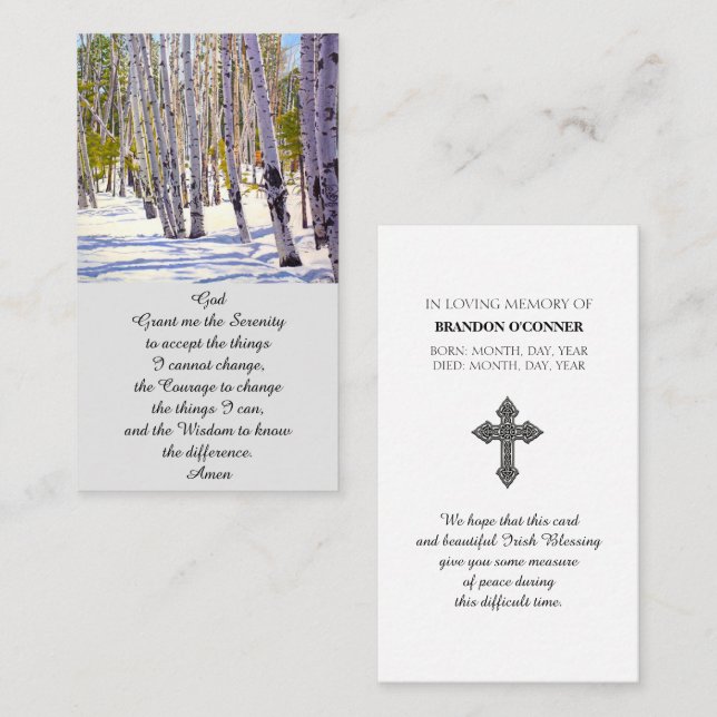 Modern Funeral Memorial Celebration of Life Card (Front/Back)