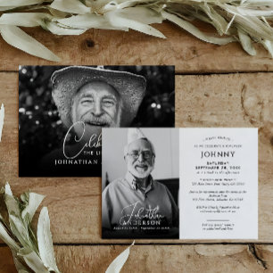Modern Funeral Memorial Celebration of Life Photo Invitation