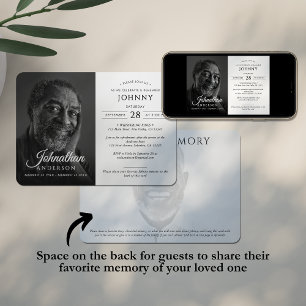 Modern Funeral Memorial Celebration of Life Photo Invitation