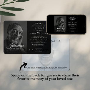 Modern Funeral Memorial Celebration of Life Photo Invitation