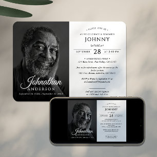 Modern Funeral Memorial Celebration of Life Photo Invitation