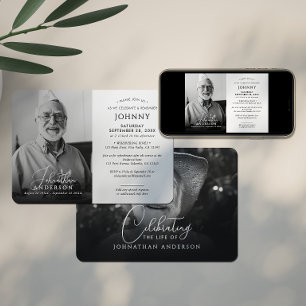 Modern Funeral Memorial Celebration of Life Photo Invitation