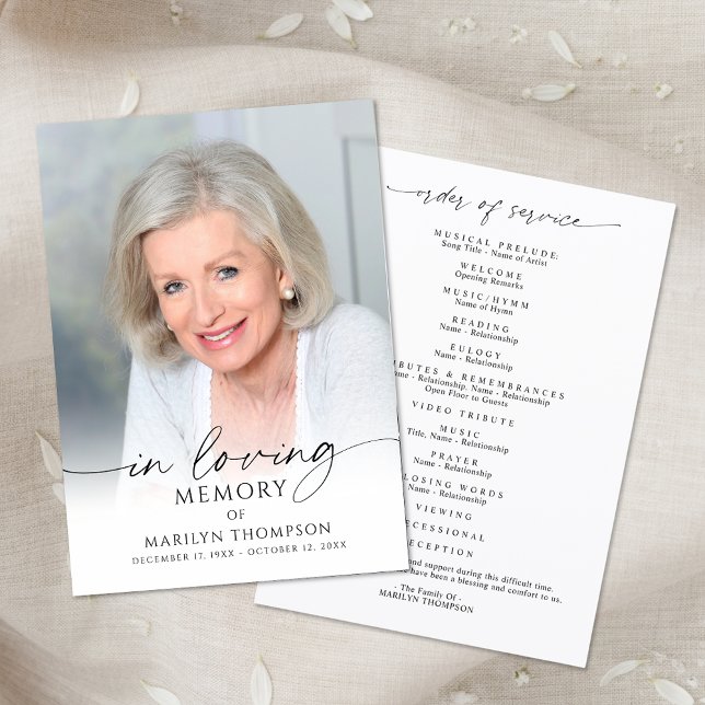 Modern Funeral Memorial Photo In Loving Memory Program (Creator Uploaded)