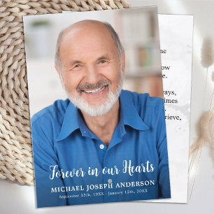 Modern Funeral Memorial Photo Sympathy Prayer Card