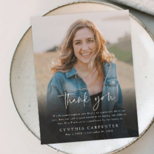 Modern Funeral Memorial Photo Thank You Card