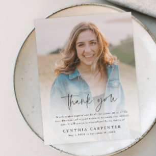 Modern Funeral Memorial Photo Thank You Card